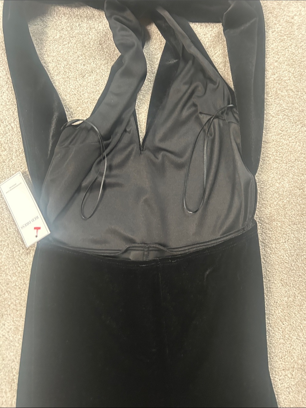 Aura Black Velvet Cross-Back Wide-Leg Jumpsuit - Picture 2 of 3